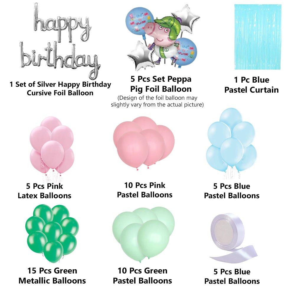 Peppa Pig with Cap Theme Kids Birthday Decoration Items - 44 Pcs Combo - DIY Kit freeshipping - CherishX Partystore
