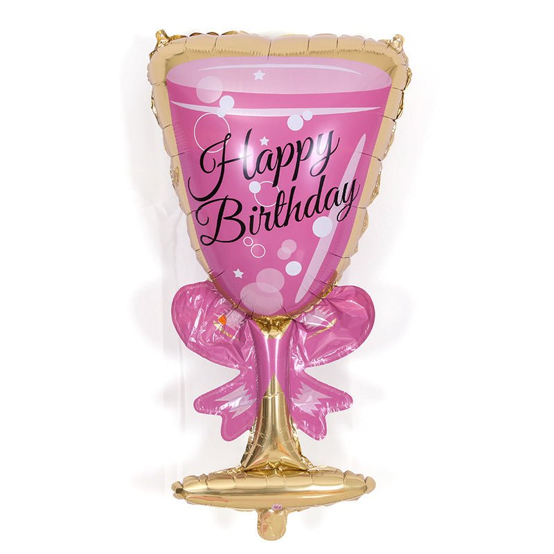 Pink Birthday Champagne Glass Foil Balloon freeshipping - CherishX Partystore