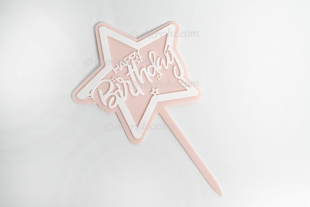Pink Star Cake Toppers for Happy Birthday Cake Topper, Cupcake Toppers Special Decorations Item freeshipping - CherishX Partystore