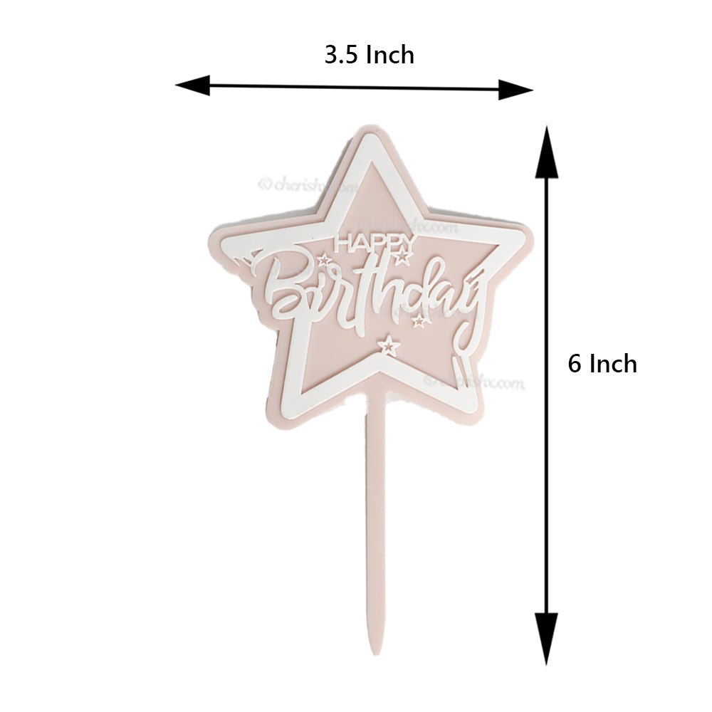 Pink Star Cake Toppers for Happy Birthday Cake Topper, Cupcake Toppers Special Decorations Item freeshipping - CherishX Partystore