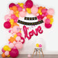 Pink & Yellow Anniversary Party Decoration for Husband 65 Pcs Combo Anniversary Banner, Flag Bunting Cursive Love foil, Arch Strip and Balloon Glue Anniversary Celebration Decorations Set freeshipping - CherishX Partystore
