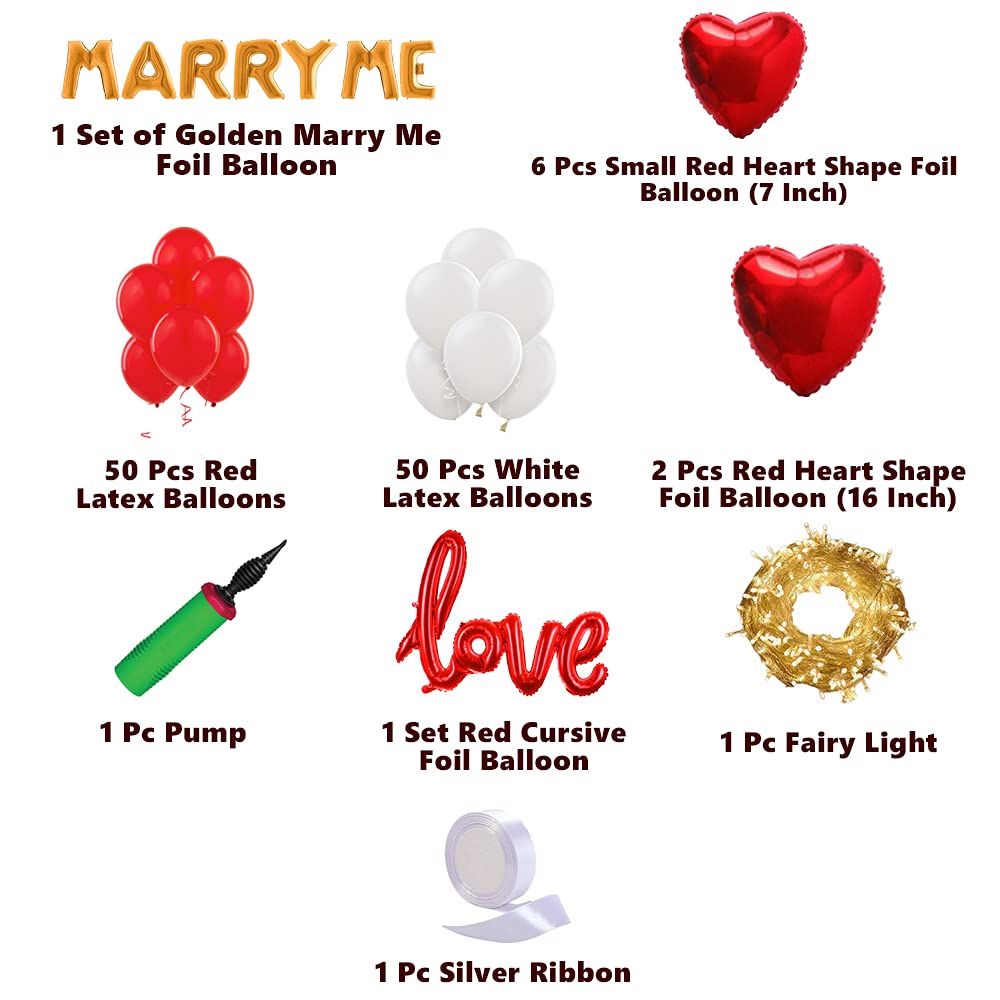 Platinum Pack - Golden Marry Me Decoration Balloon Kit 119Pc Combo Valentine's Day freeshipping - CherishX Partystore