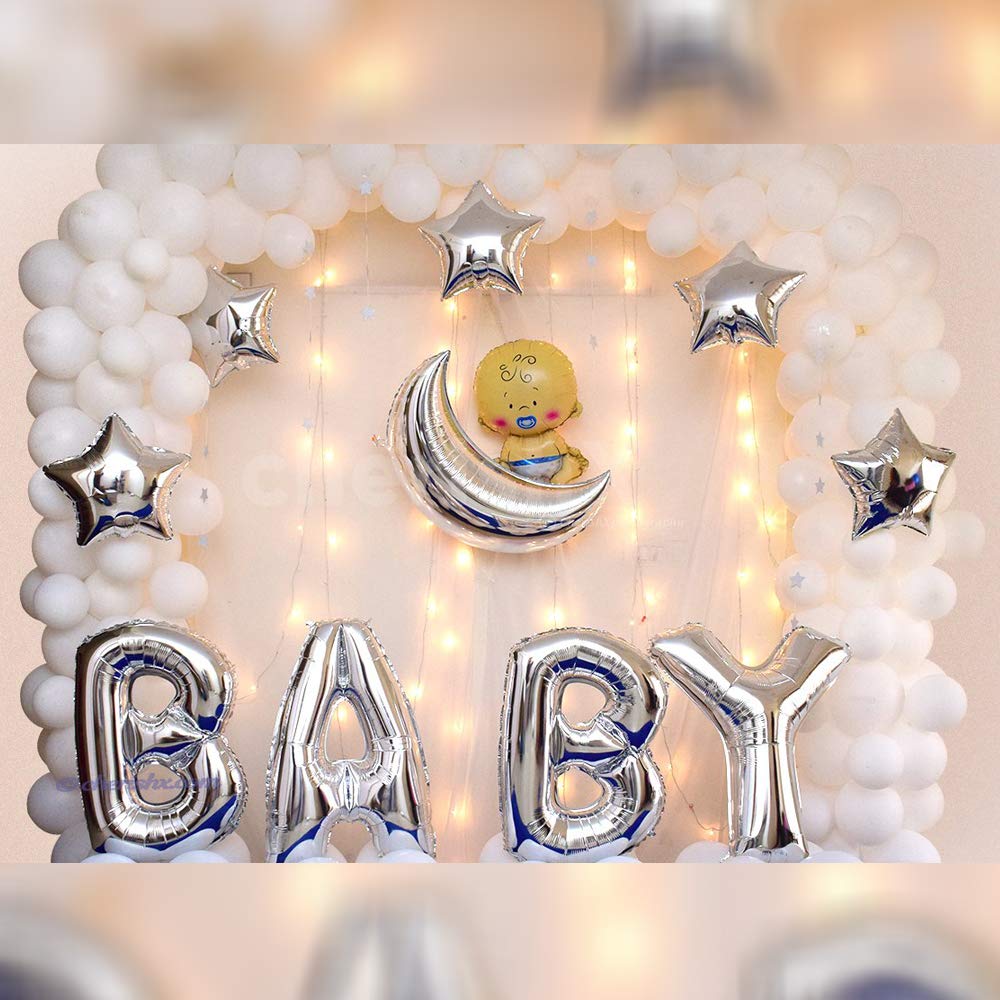 Premium White Baby Shower Decoration Items for Welcoming Baby - 84 Pcs Combo freeshipping - CherishX Partystore