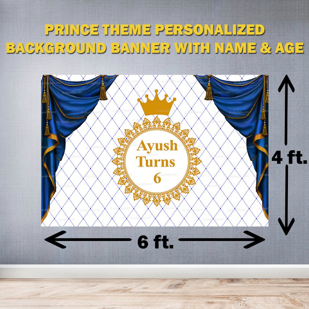 Prince Theme Personalized Backdrop for Kids Birthday - Flex banner freeshipping - CherishX Partystore