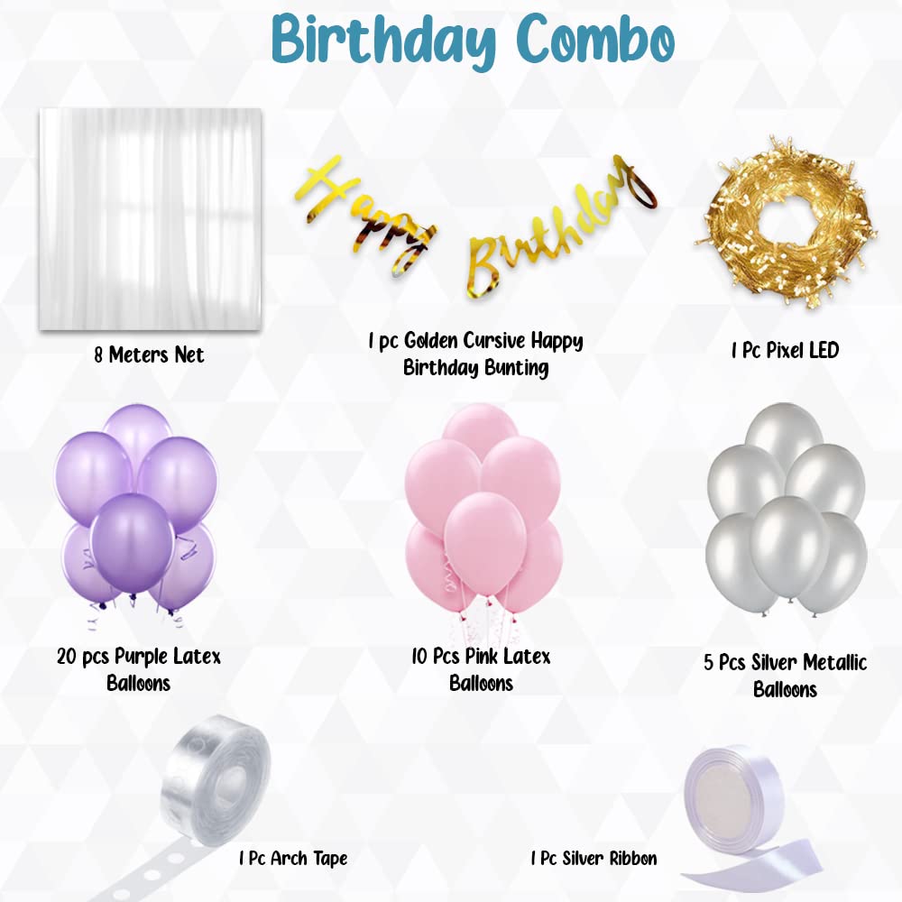 Birthday Canopy Purple - 40 Pcs Items - Tent Birthday Backdrop For