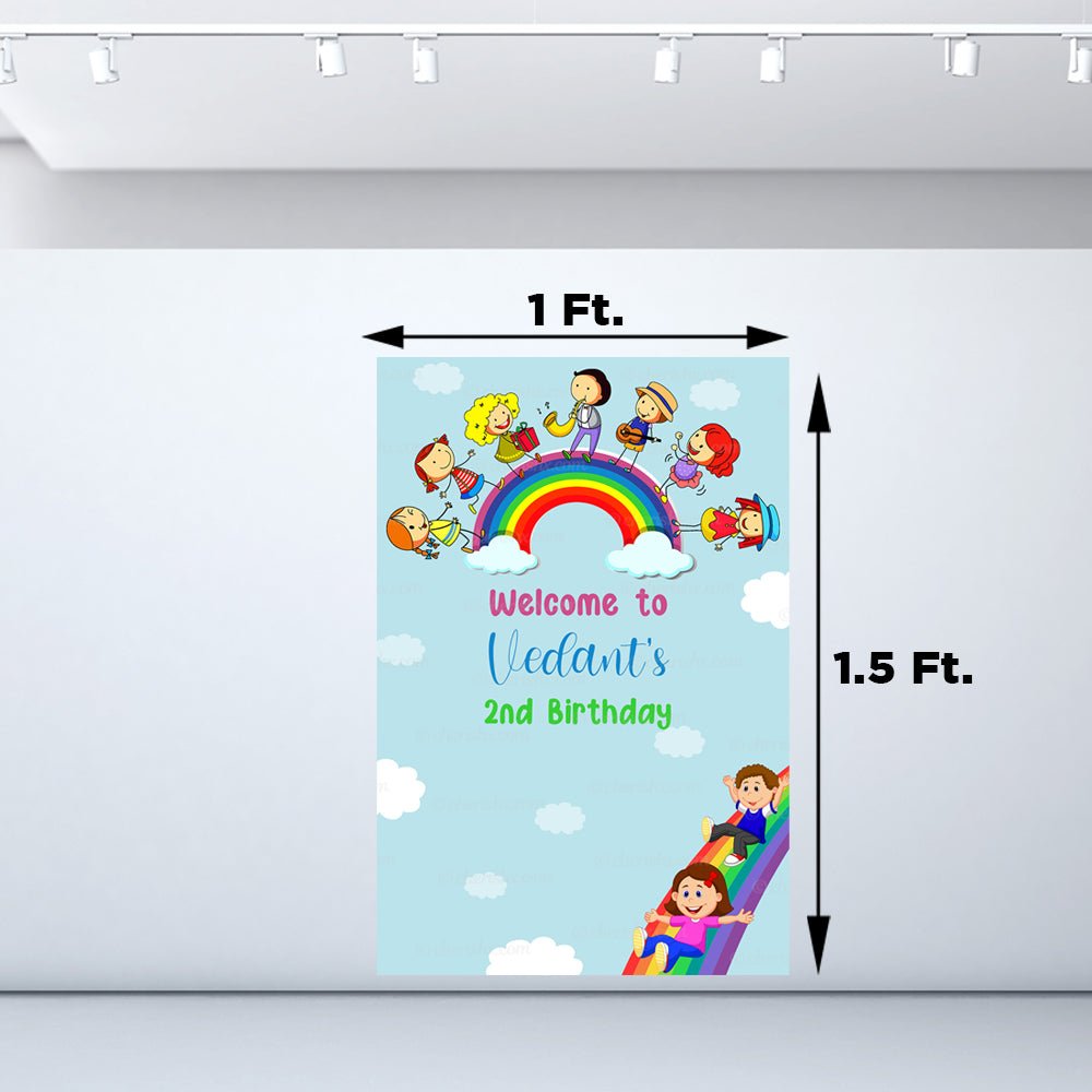 Rainbow Theme Personalized Welcome Board for Kids Birthday - Welcome Door freeshipping - CherishX Partystore