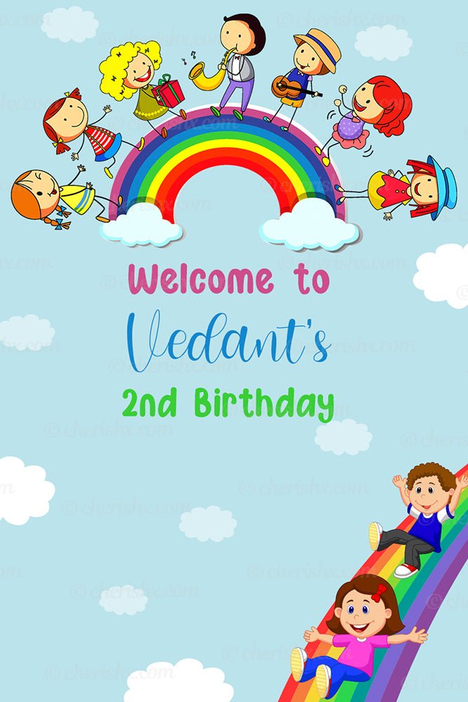 Rainbow Theme Personalized Welcome Board for Kids Birthday - Welcome Door freeshipping - CherishX Partystore