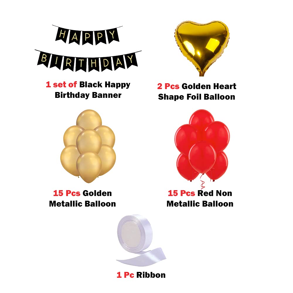 Red and Golden Birthday Decoration Items - 34 Pcs items -Personalized Birthday Party Supplies for men and women freeshipping - CherishX Partystore