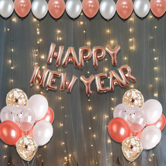 12x ballons Happy New Year noirs 30 cm - décoration thème Nouvel