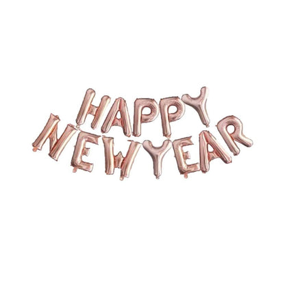 Rose Gold & Golden Happy New Year 2022 Foil Balloon DIY Kit (HNY RG Letter) - Pack of 12 Pcs freeshipping - CherishX Partystore
