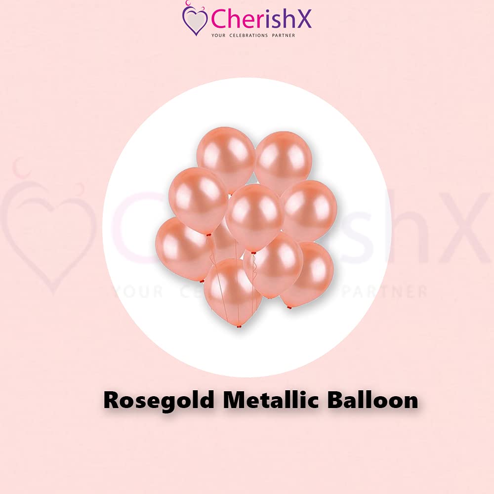 Rosegold & White Anniversary Decoration Items For Bedroom - Pack of 64 Pcs - Anniversary Banner, Foil Curtain, Star and Heart Shape Foil Ballloons, Metallic Balloon freeshipping - CherishX Partystore