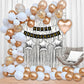 Rosegold & White Anniversary Decoration Items For Bedroom - Pack of 64 Pcs - Anniversary Banner, Foil Curtain, Star and Heart Shape Foil Ballloons, Metallic Balloon freeshipping - CherishX Partystore