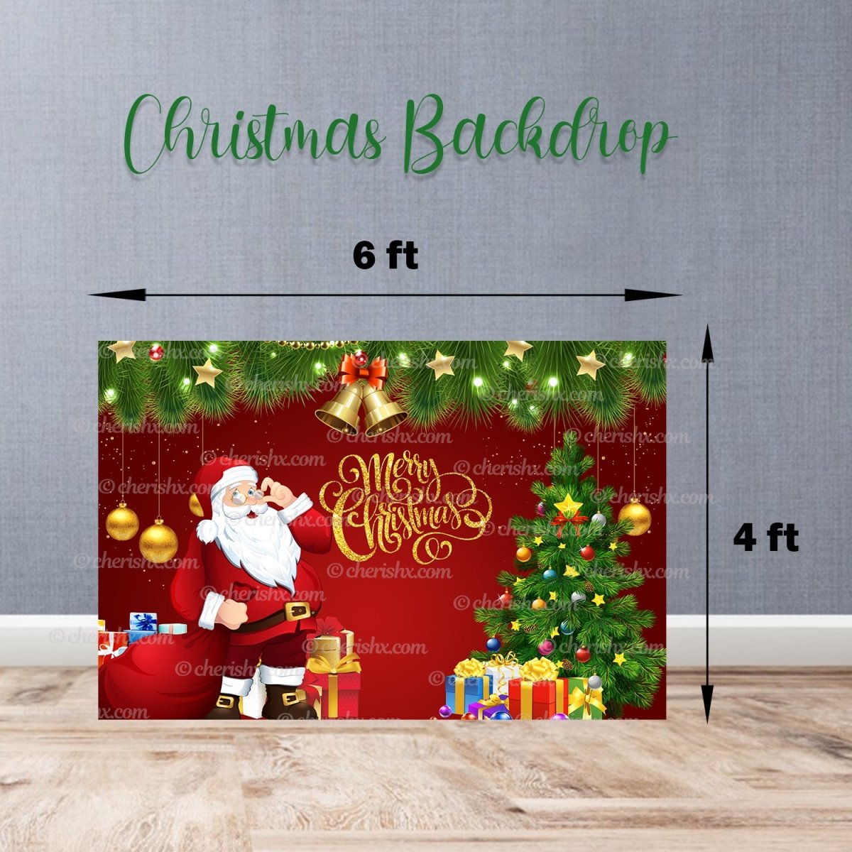 Santa Backdrop for Christmas Party - Flex banner freeshipping - CherishX Partystore