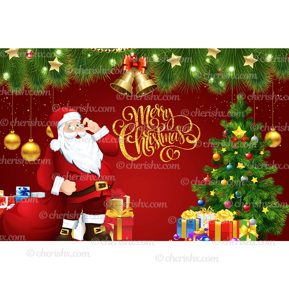 Santa Backdrop for Christmas Party - Flex banner freeshipping - CherishX Partystore