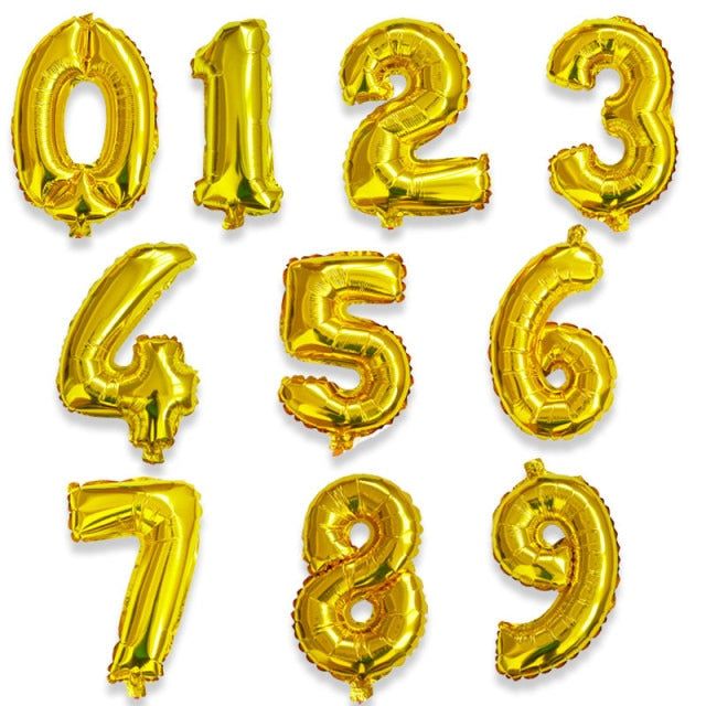 Number Foil Balloon Golden Colour 16 Inch Golden- 0 Digit