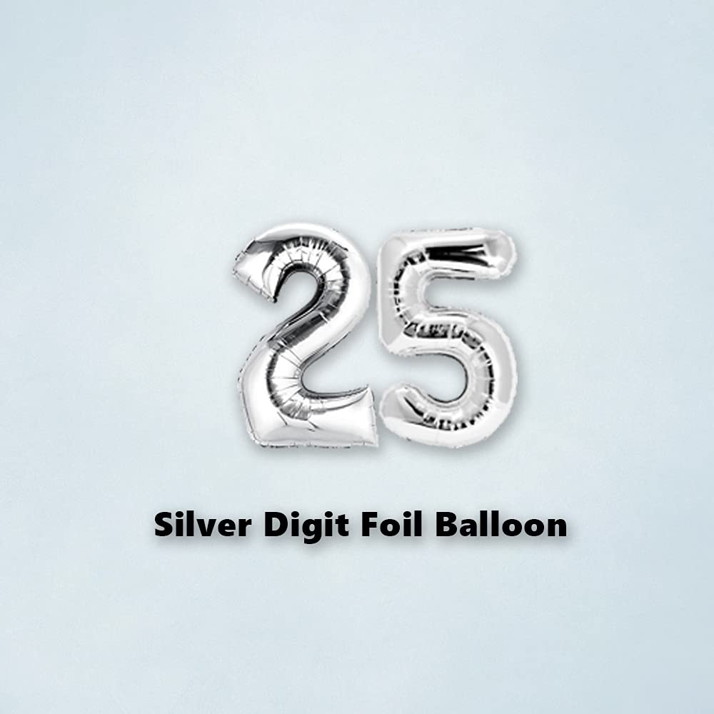 Silver Anniversary Balloon Bouquets - Pack of 15 Pcs - Balloon Stand, Heart shape, Digit, Latex Balloons for 25th Aniversary Gift for Parents, Husband, Wife freeshipping - CherishX Partystore