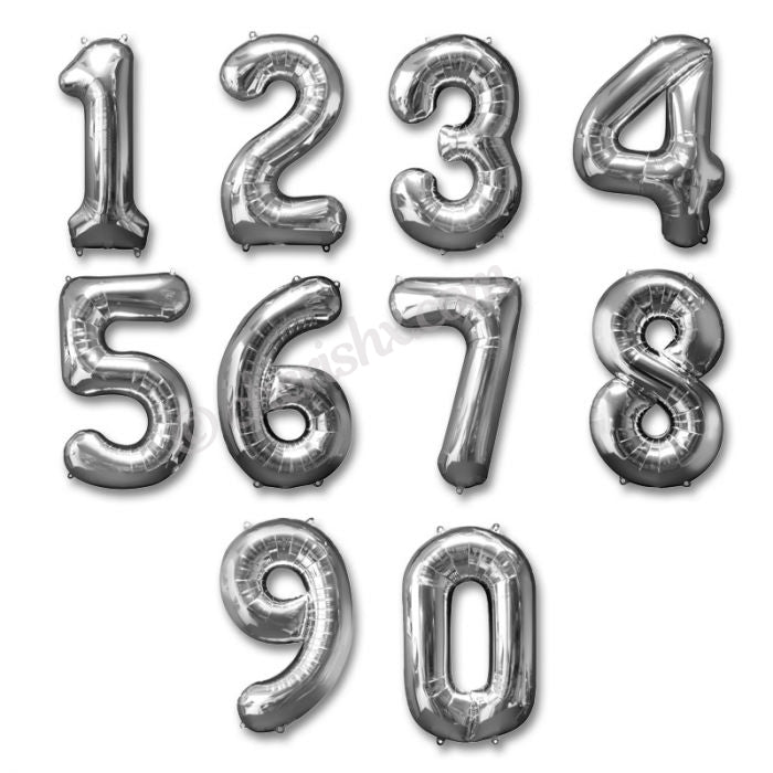 Silver Color Number Foil Balloon 16 inch Digit freeshipping - CherishX Partystore