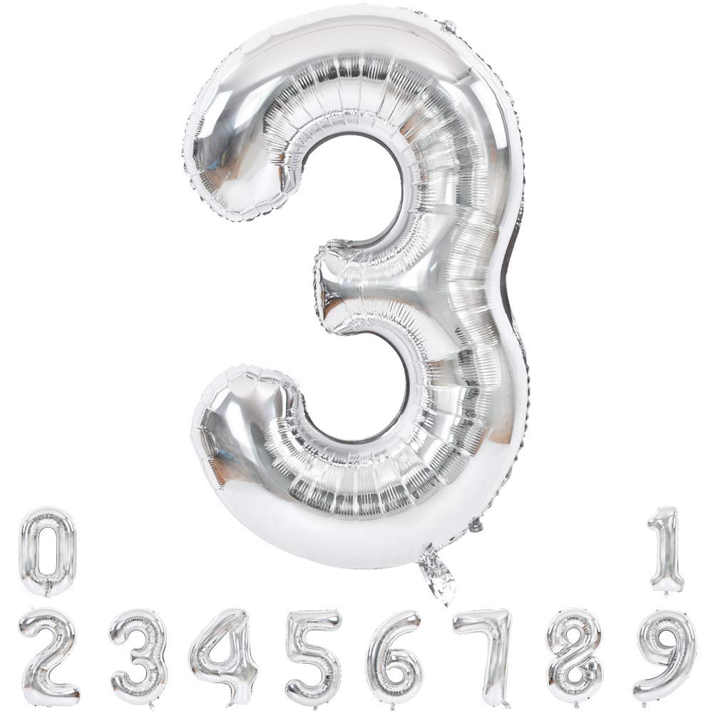 Silver Color Number Foil Balloon 16 inch Digit freeshipping - CherishX Partystore