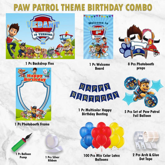 Silver Pack - Paw Patrol Theme Combo Birthday Kit freeshipping - CherishX Partystore