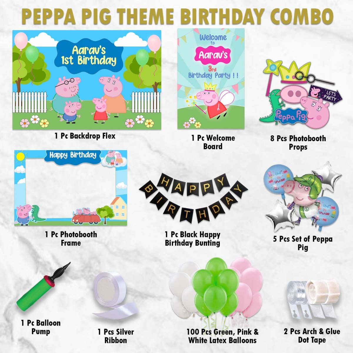 Silver Pack - Peppa Pig theme Combo Birthday Kit freeshipping - CherishX Partystore