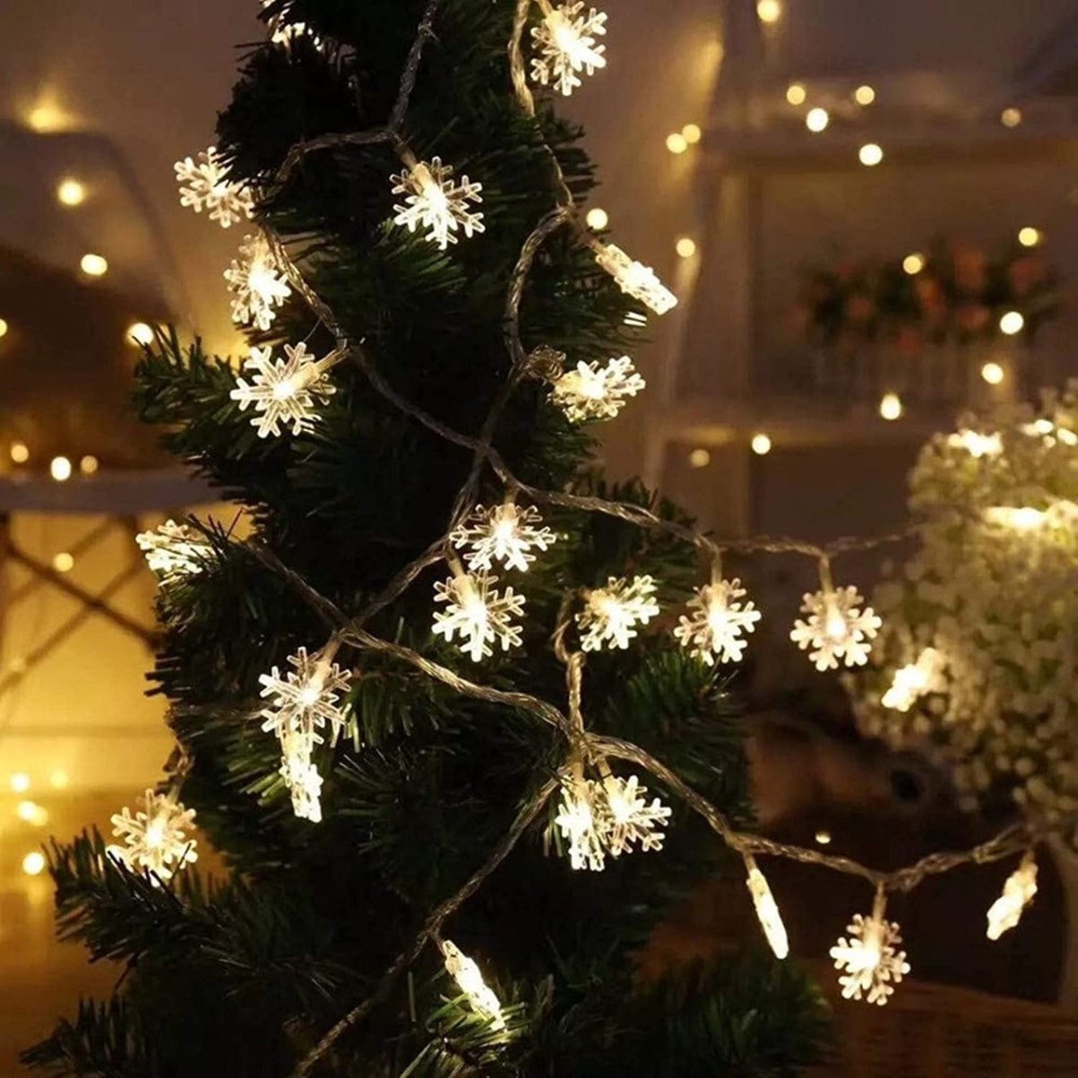 Snowflake Light 16 LED with 3 m Length (White) Decorative Snowflake String LED Lights for Diwali Christmas Wedding Lights, Lights for Window, Festive Lights freeshipping - CherishX Partystore