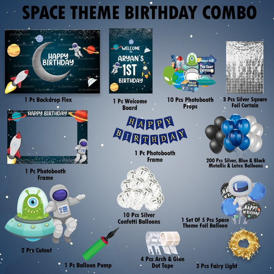 Space theme Combo Birthday Kit - Gold freeshipping - CherishX Partystore