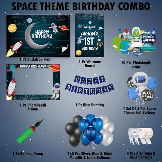 Space theme Combo Birthday Kit - Silver freeshipping - CherishX Partystore