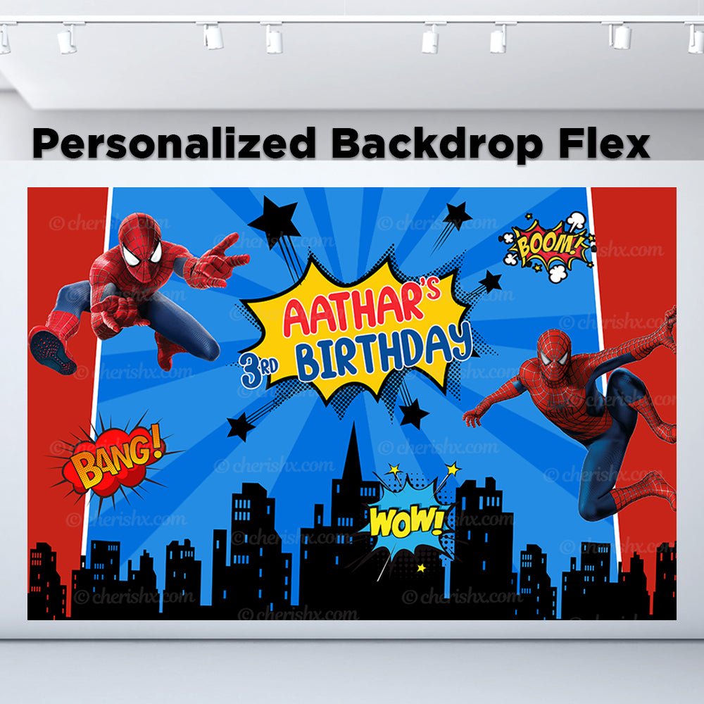 Spiderman Theme Personalized Backdrop for Kids Birthday - Flex banner freeshipping - CherishX Partystore