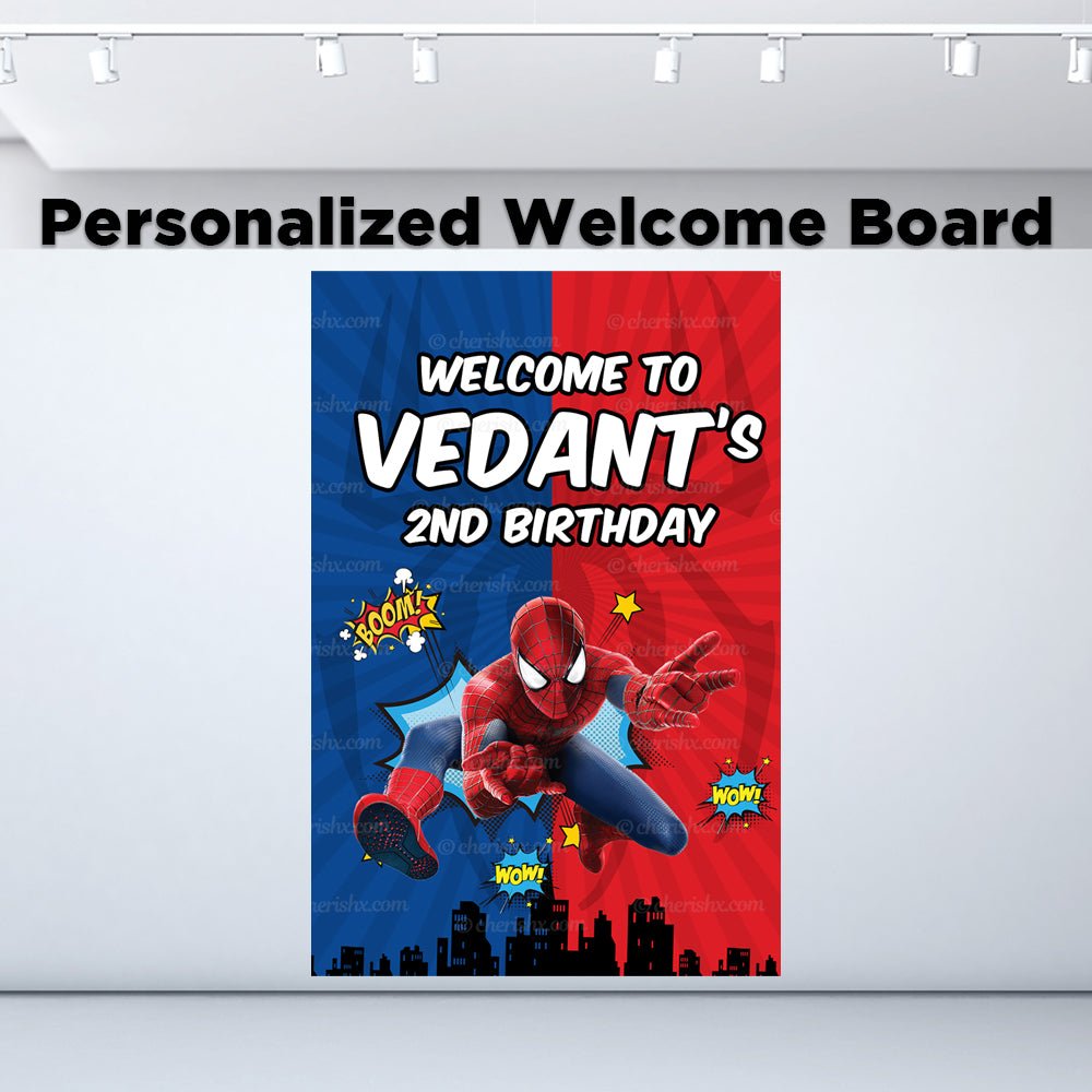 Spiderman Theme Personalized Welcome Board for Kids Birthday - Welcome Door freeshipping - CherishX Partystore