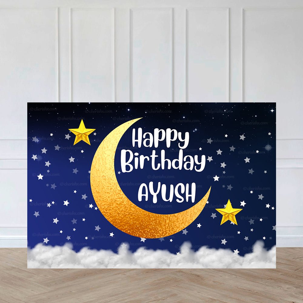 Star & Moon Theme Personalized Backdrop for Kids Birthday - Flex banner freeshipping - CherishX Partystore
