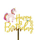 Unicorn Cursive Bday Kids Happy Birthday Cake Topper, Cupcake Toppers For Kids Boy Special Decorations Item freeshipping - CherishX Partystore