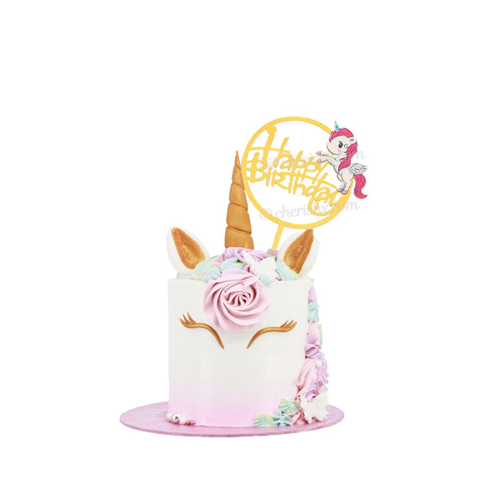 Unicorn Round Kids Happy Birthday Cake Topper, Cupcake Toppers For Kids Boy Special Decorations Item freeshipping - CherishX Partystore