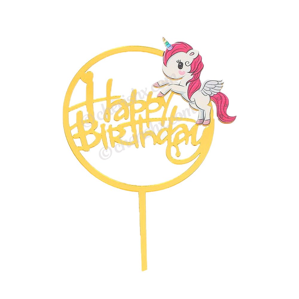 Unicorn Round Kids Happy Birthday Cake Topper, Cupcake Toppers For Kids Boy Special Decorations Item freeshipping - CherishX Partystore