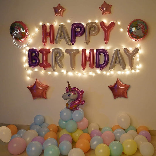 Unicorn Theme Kids Birthday Decoration - Pack Of 52 Pcs freeshipping - CherishX Partystore