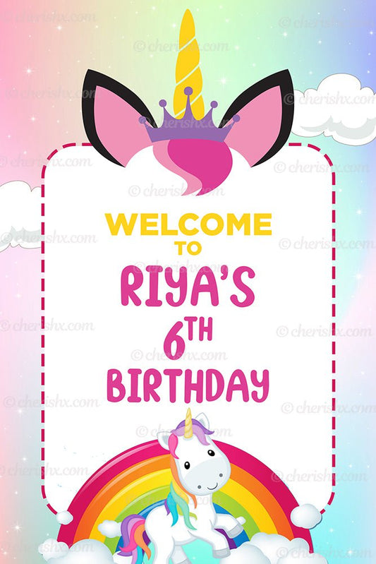 Unicorn Theme Personalized Welcome Board for Kids Birthday - Welcome Door freeshipping - CherishX Partystore