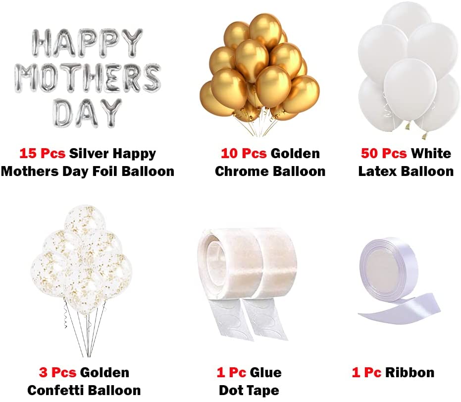 White and Golden Chrome Best Mom Balloon Surprise Decoration DIY Kit - Pack Of 80 Pcs freeshipping - CherishX Partystore