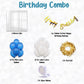 White & Blue Happy Birthday Deoctation - 24 Pcs items - Bunting, fairy light, Backdrop Net, Balloons - Birthday Decorations - CherishX Partystore
