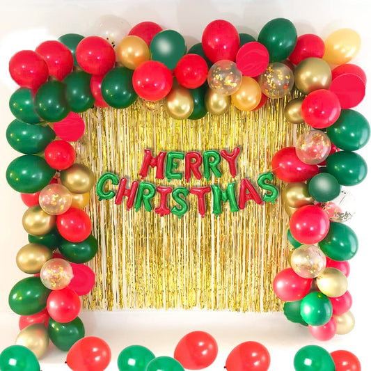 Xmas Balloon Decoration Kit For Home- Pack Of 71 pcs- Merry Christmas Foil, Confetti & Latex Balloon Decoration Items freeshipping - CherishX Partystore